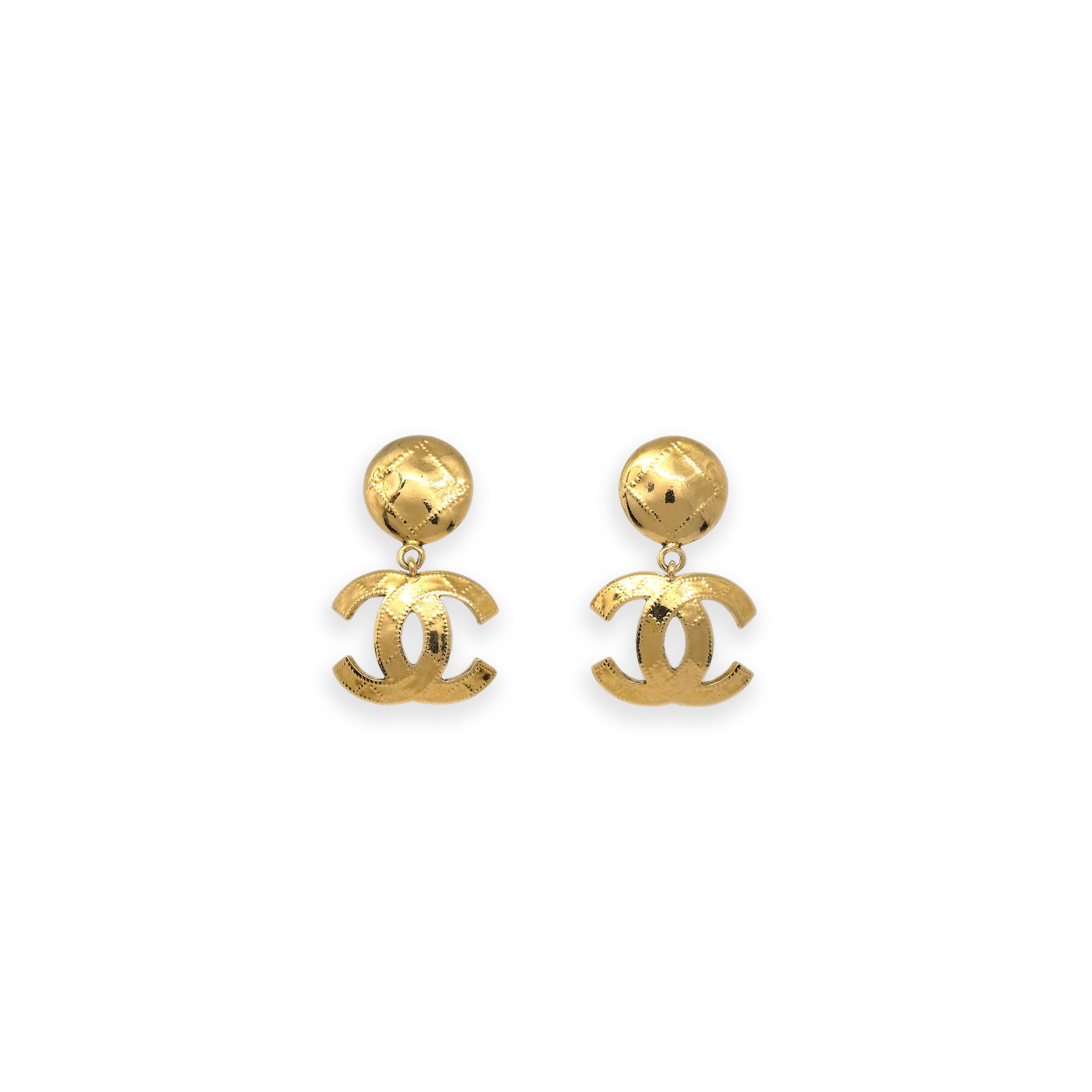 CHANEL QUILTED CC DANGLE EARRINGS